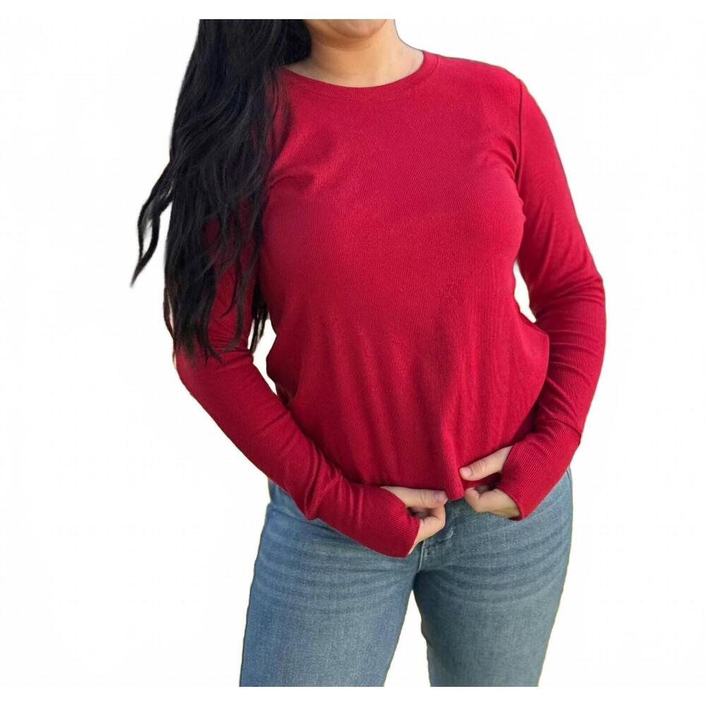 NEW SOUTHERN GRACE rhonda long sleeve top in red